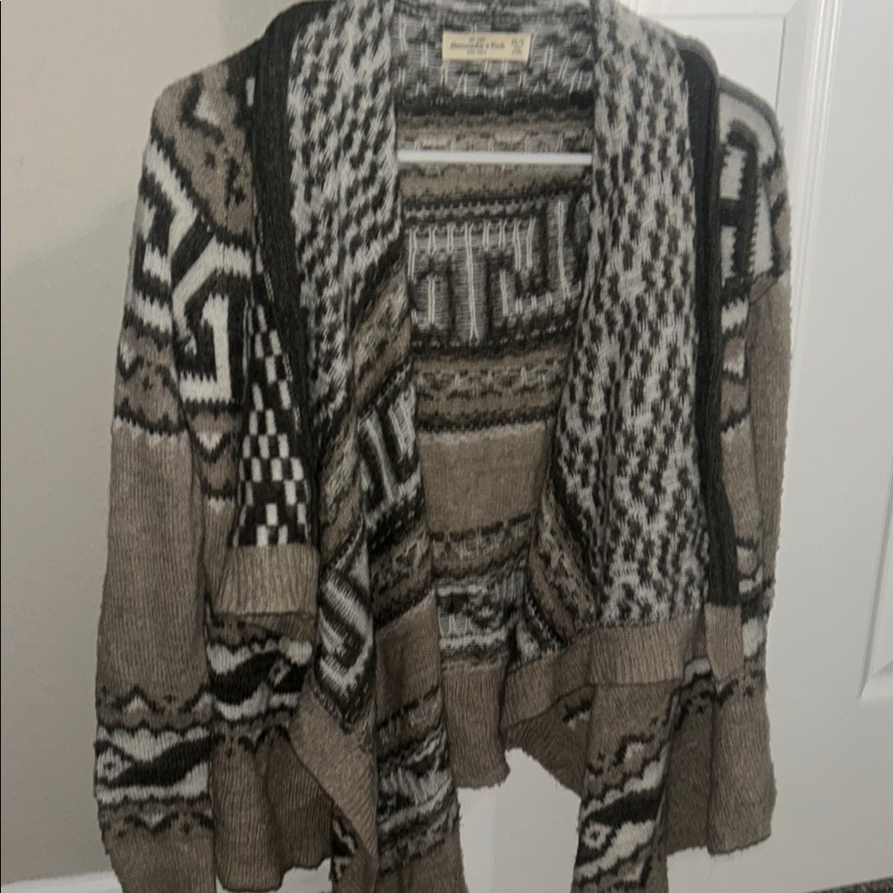 Abercrombie Cozy Patterned Open-Front Cardigan Sweater